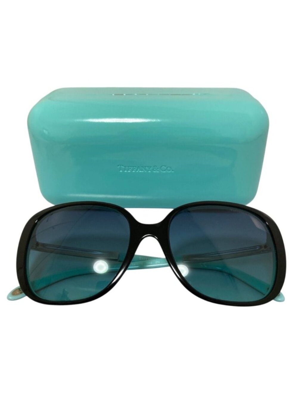 Tiffany & Co Rhinestone Temple Square Sunglasses TF 54 Light Blue Lens Eyewear